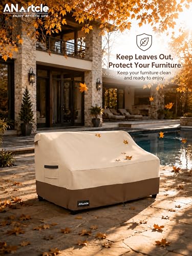 Image of ANartcle 3-Seater Patio Sofa Cover,85W x 37D x 35H Inches Outdoor Couch Cover,100% Waterproof Heavy Duty Patio Sofa Covers,Patio Furniture Covers,Beige&brown