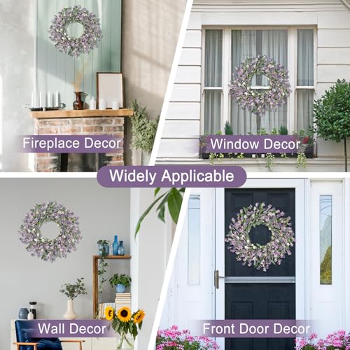 Image of Artgar Front Door Wreath 24 Inch Spring /Summer Wreaths for Front Door, Front Door Wreaths for All Seasons for Indoor Outdoor Home Office Wall Window Wedding Farmhouse Decor (Purple)