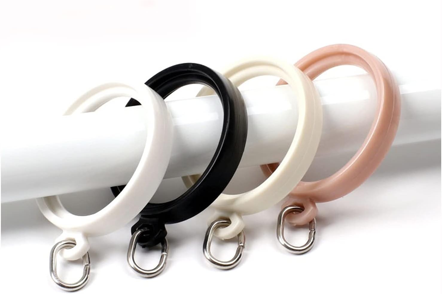 Curtain Rings 20PCS Circular Curtain Hanging Ring Plastic Curtain Accessories Ring Drape Eyelet Rings Gliding Easily on Shower Rod (Cream Color) Window Curtain Ring(Cream Color)