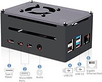 Vista 5 de GeeekPi Funda para Raspberry Pi 4, Pi 4 de aluminio con ventilador, disipador de calor Pi 4 para Raspberry Pi 4 Modelo B, carcasa alta compatible