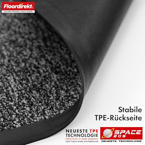 Floordirekt Schmutzfangmatte Space 205 – Rutschfeste Fußmatte mit innovativer TPE-Technologie in Rand und Rückseite – Ideal für Eingänge, Flur und Haustür – Anthrazit – 90x120 cm
