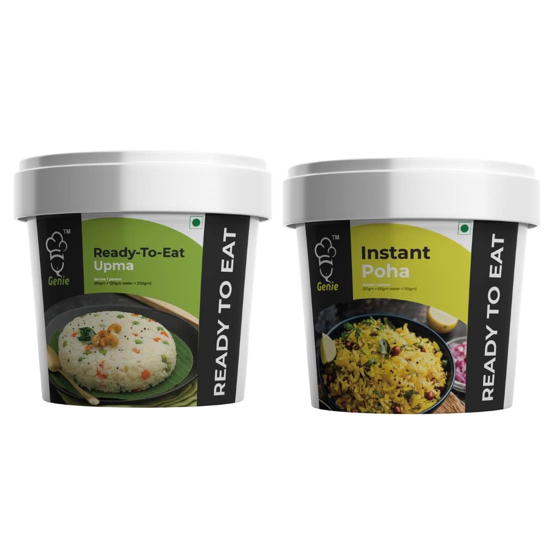Genie Food Group Ready to Eat Upma and Poha, Healthy, Instant, nutricious, 100% Natual, Aromatic Upma and Poha for Every Day Breakfast (Each 60gm) (1) (B0B3VSC81R) Amazon Price History, Amazon Price Tracker
