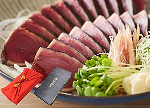 戻り鰹 高知県産 藁焼き 鰹のたたき 大2節 6〜8人前 池澤鮮魚 (風呂敷ギフト(朱色/山吹))