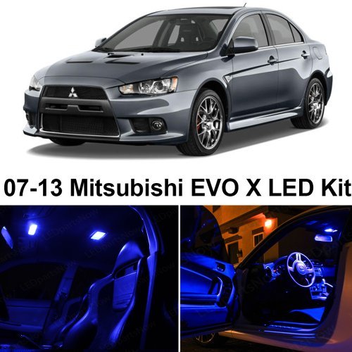 LEDpartsNow Interior LED Lights Replacement for Lancer Evolution EVO X 2007-2015 Blue Accessories Package Kit (6 Pieces)