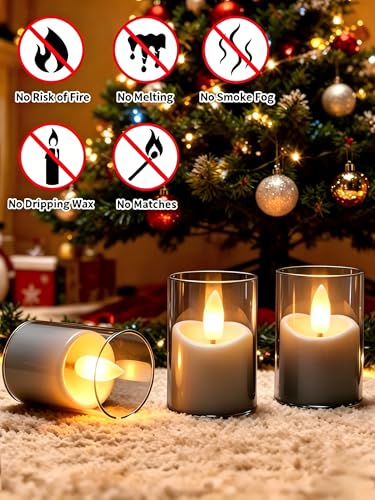Image of Rechargeable Flameless Candles with Remote Timer | 1.7 inchx2.5 inch Acrylic Votive Electric LED Rechargeable Tea Lights Battery Operated for Halloween Christmas Wedding Decor (6 Pack)