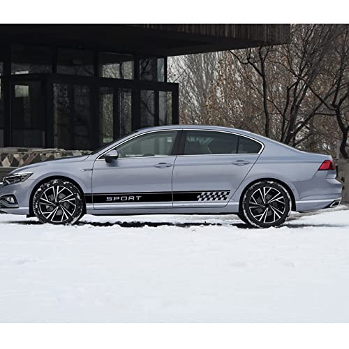 Image of QianBao Auto Racing Body Door Side Stripe Graphic Vinyl Sticker Style 9 Black