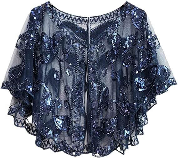 Specell 1920s Shawls and Wraps for Evening Dresses,Wedding Shawl,Handmade Sequin Beaded Evening Shawl Bridal Wrap 22 colors