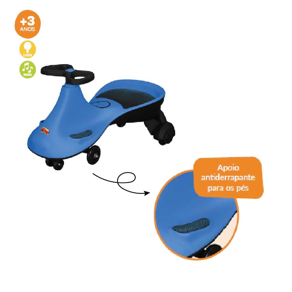 Roller Skate Musical Com Luzes Suporta 50kg Azul - Zoop Toys