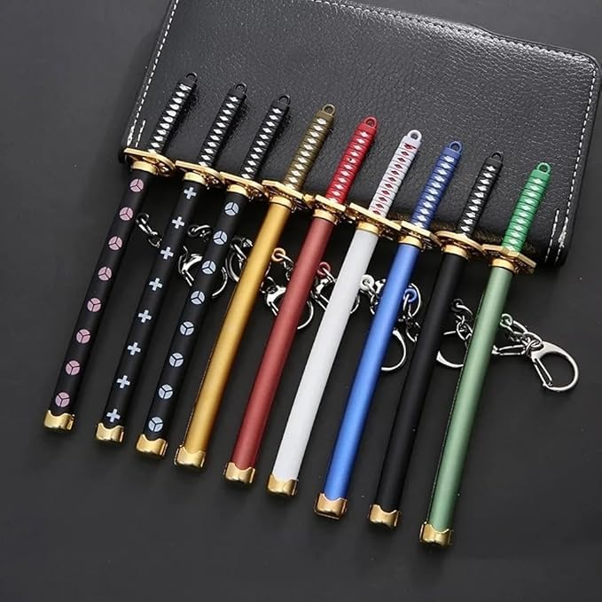 Image of Katana with Scabbard Collectable Anime Toy Keychains | Mini Samurai Sword Key Ring for Car, Bike & Bag | Anime Inspired Gift for Bike - Muiticolour (Pack of 1 pc)