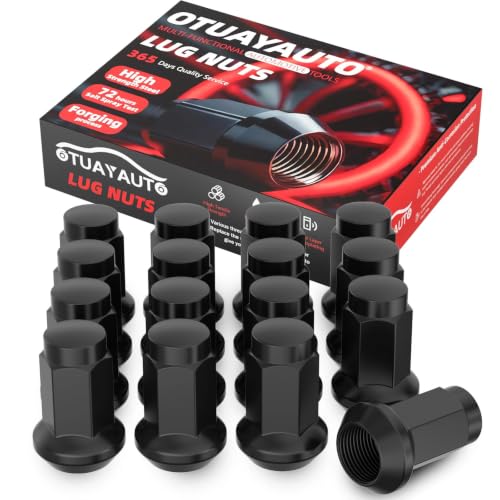 Image of OTUAYAUTO 3 /8-24 ATV Lug Nuts - Replacement for Polaris Ranger 400, 500, 700, RZR 900XP, 800, 700, 600 Aftermarket Lug Nuts, Cone Seat, 14mm Hex, 16PCS Black Closed End Bulge Acorn Lug Nut Set