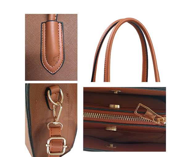 Bolso de mano de piel sintética para mujer, impermeable, con cremallera, bolso cruzado mediano