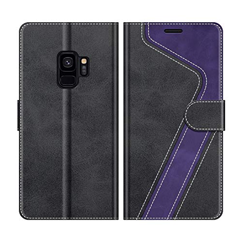 MOBESV Funda para Samsung Galaxy S9, Funda Libro Samsung S9, Funda Móvil Samsung Galaxy S9 Magnético Carcasa para Samsung Galaxy S9 Funda con Tapa, Negro/Violeta