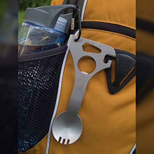 CRKT Eat'N Tool Outdoor Spork Multitool: Durable and Lightweight, for Camping, Hiking, Backpacking and Outdoors Activities, Extra Large, Silver, Carabiner 9110C