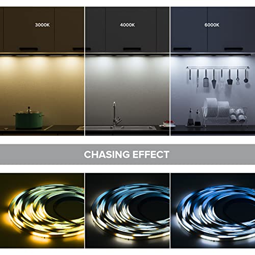 Image of SEZO FCOB IC Addressable LED Strip COB+WS2811 IC 3000K Warm White Chasing High Density 16.4FT /5M DC24V CRI 90+ 360LEDs /M IP30 LED Tape for Indoor DIY Decoration (Not Included SPI Controller)