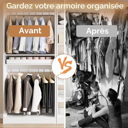 Tringle à vêtements murale blanche extensible pour optimiser une petite chambre