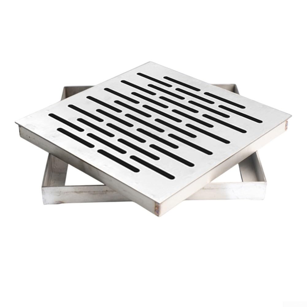 FACULX Heavy Duty Garden Drain Grate, Stainless Steel Floor Drain Cover, Shower Drain Grate With Frame, Outdoor Square Storm Drain Cover, Water Sewer Grating for Garden (300 * 300 * 20mm)