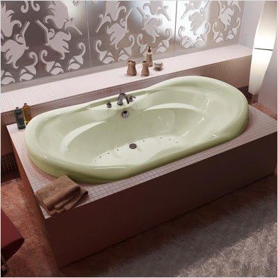 Antigua 41 x 70 x 23" Oval Air Jetted Bathtub Color/Trim / Tile Flange / Pump: Bone / Brushed Nickel / No / Right