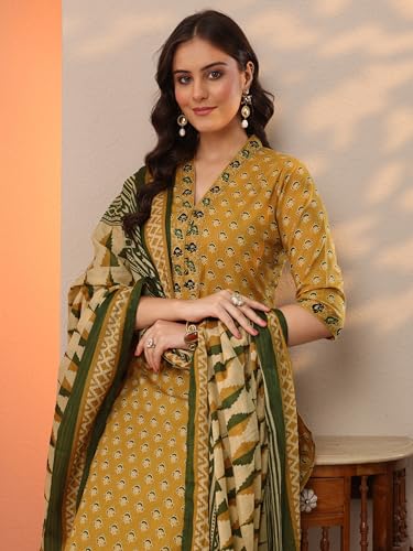 Image of Libas Printed Libas Cotton Straight fit Kurta set for Women | daily wear suit
