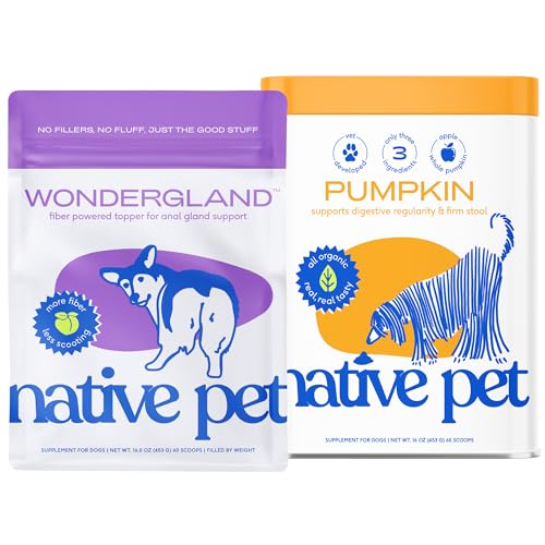 Native Pet WonderGland Anal Gland Treatment (60 Scoops) & Pumpkin Powder for Dogs (60 Scoops) - Prevent Scooting with All-Natural Organic Fiber for Dogs