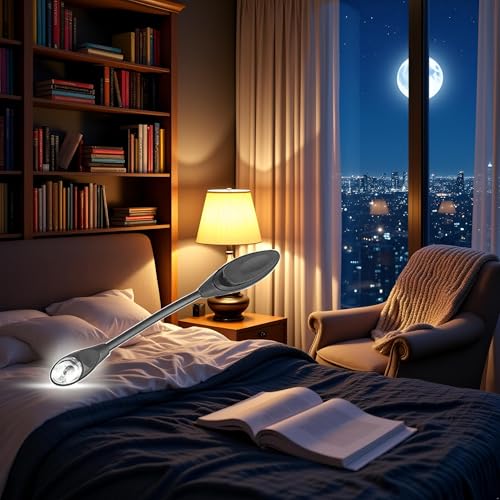 Image of Black Mini Flexible Clip-on Bright Booklight Led Travel Book Reading Lamp White Light Hot Book Night Light Book Lights