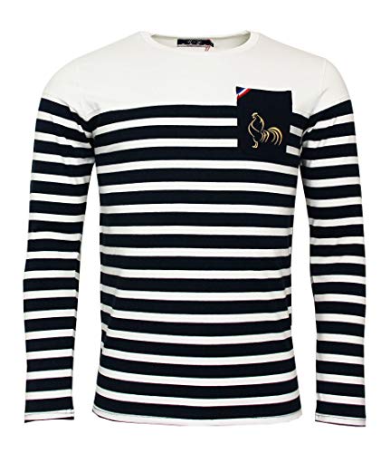 T-Shirt de Rugby Classic Marinière ML coupe ample 3XL pour homme fort