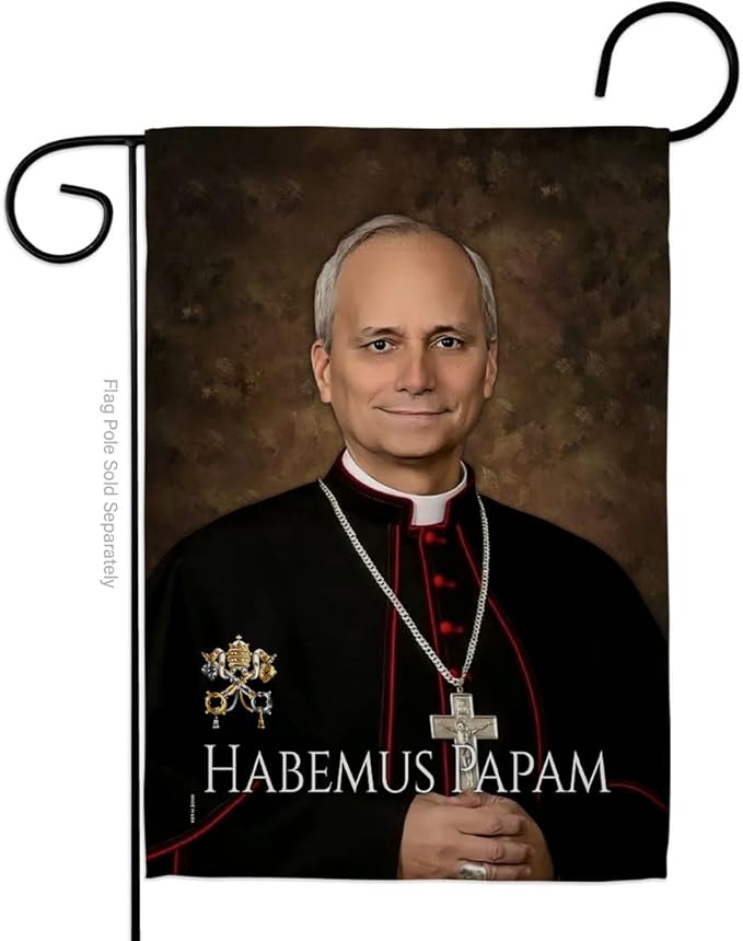 Flag Papacy Picture Prints Vatican Memorabilia Tapestry Catholic Wall Art Canvas Poster Grave Decorations for Cemetery Yard Sign American Papal Door Garden Decor Religious Gifts