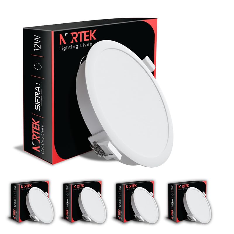 Nortek Sifra 12W LED Ceiling Lights for Living Room - Round False Ceiling LED Light & Concealed Light for Home - COB Downlight for Bedroom, Hall, Balcony, Kitchen, Cool White Pack of 5-image-29