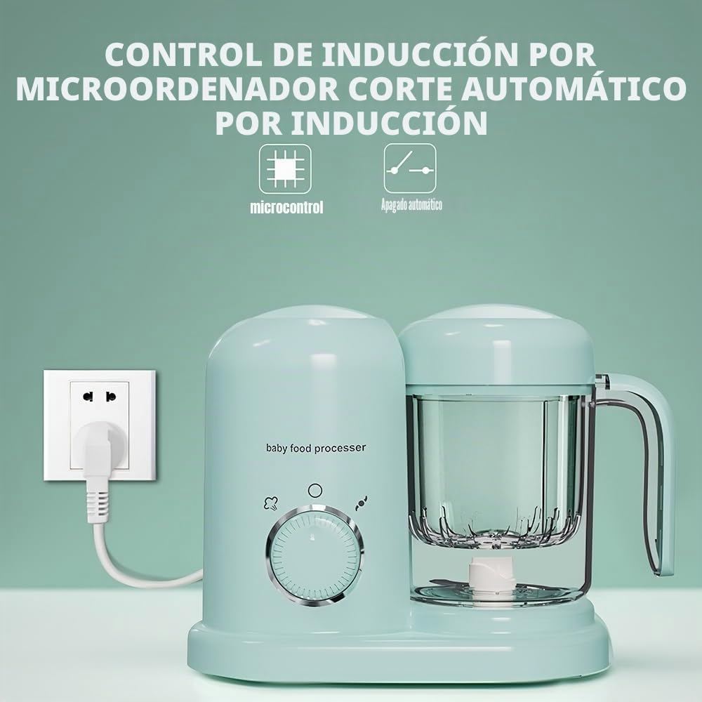 Robot Cocedor Mezclador para Bebés, Batidora para bebé Multifuncional con Cesta de Vapor, Cuchilla de Acero Inoxidable 304 para la Preparación de Purés Caseros y de Frutas para Bebé, Sin BPA