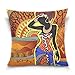 PUXUQU Funda de cojín de 50 x 50 cm étnico tribal africano mujer decorativa cojín cuadrado para sofá, dormitorio, coche
