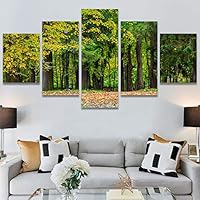 SIGNWIN 5 Panel Canvas Wall Art Modern Art Dramatic Forest Multicolor Photography Romantics Scenic for Home Decorations Ready to Hang - 60