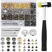 320 Stück Leder Nieten Set, Hohlnieten Set, Druckknopf Set mit Fixierwerkzeug Kit, Nylonhammer, Druckknöpfe Metall für DIY Lederhandwerk, Kleidung, Schuhe, Jacke