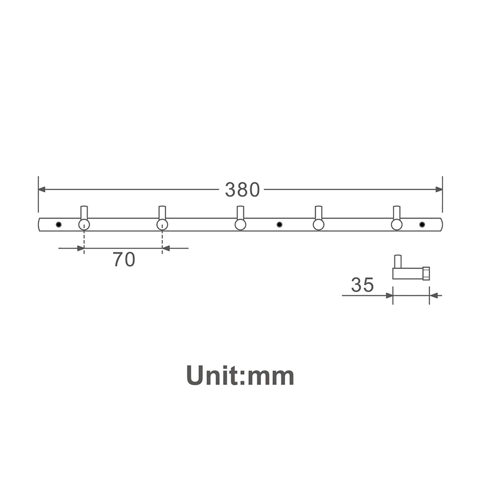 Handtuchhaken mit 5 Haken, Messing Kleiderhaken Wandhaken Hakenleiste Verchromt Mantelhaken, Garderobenhaken für Bad, Küche, Büro, Schraube Installation,2 Hooks