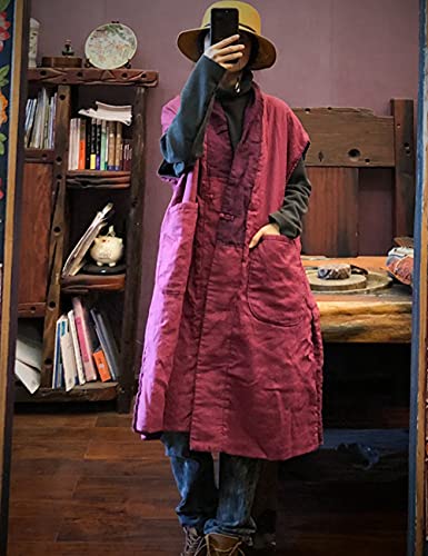 NFYM Women Autumn Sleeveless Vests Cotton Print Floral Long Vests Chinese Vintage Patchwork Waistcoat4