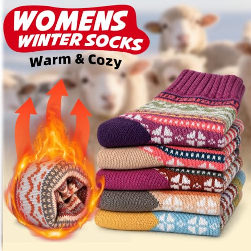AMZBOSS Stocking Stuffers Gifts for Women Fuzzy Socks for Women Wool, A - image 3