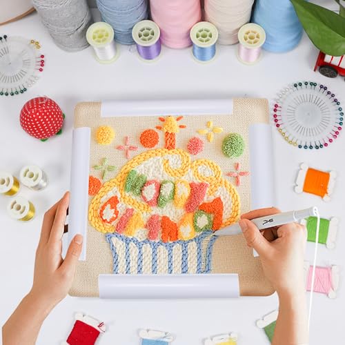 Image of Square Embroidery Cross Stitch Frame Hoops, 8'' + 11'' + 17'' Cross Stitch Scroll Frames, Rectangular Embroidery Snap Frames DIY Sewing Tool for Quilting, Needlepoint, Silk-Painting (White)
