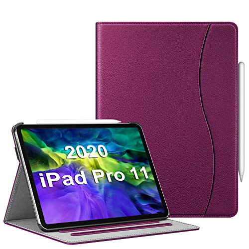 CaseBot - Funda multiángulo para iPad Pro 11 2020/2018 con soporte para lápiz de piel vegana con función atril y apagado automático, compatible con Apple Pencil de 2ª generación