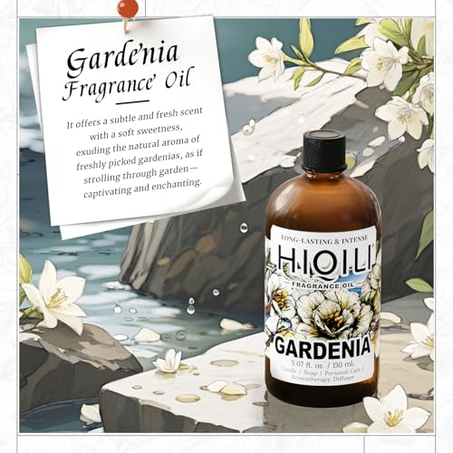 Image of HIQILI Gardenia Fragrance Oil, DIY Women Perfume & Body Spray - 5.07 Fl Oz | Add to Essential Oil Diffuser, DIY Candle & Soap, Long-Lasting Floral Scent, Pet Safe, Graduated Dropper Included