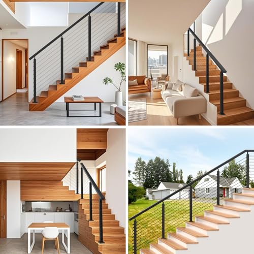 Image of 12FT-15FT Complete Stair Cable Railing System with Handrails, 36 inch