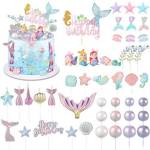 Tallew 42 Pcs Mermaid Cake Topper Under The Sea Cake