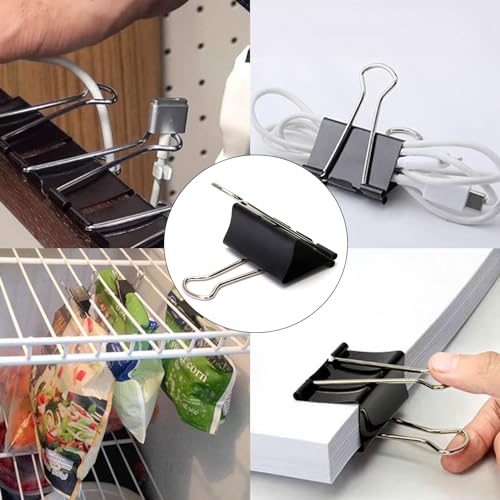 Image of gentlewater Bulldog Clips 60MM Extra Large 6PCS Paper Clips Heavy Duty Binder Giant XL Clip 2.4inch (Black)