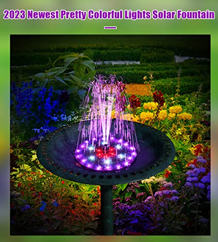 Szmp Solar Fountain 4W Bird Bath Fountains 2023 Upgraded 60Led Lights, Solar Powered Fountain Pump Built-In 4000 Battery With 7 Nozzle & 4 Fixer, Solar Water Fountain For Garden, Bird Bath, Pool, Pond #TOP1