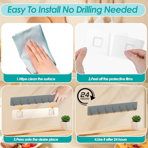GeeRic Key Holder for Wall - Adhesive 7 Hooks Rack for Living Room, Kitchen, Office - Gray Hangers for Wall Décor - Cosy Home Interiors GeeRic Key Holder for Wall - Adhesive 7 Hooks Rack for Living Room, Kitchen, Office - Gray Hangers for Wall Décor - Image 4