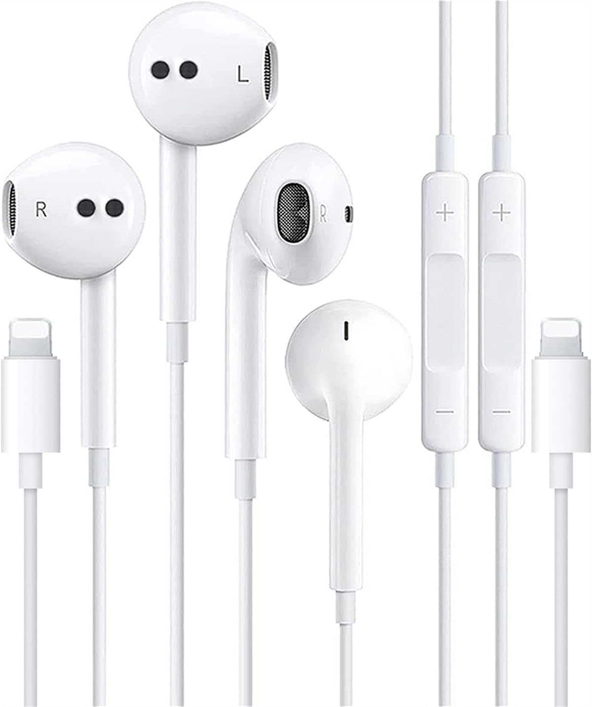 2 Packs Wired Headphones for iPhone Earbuds Built-in Microphone & Volume Control Nosie Reduction Headsets Compatible with iPhone 14/13/12/11/XR/XS/X/8/7/SE/Pro/Pro Max/Support All iOS System