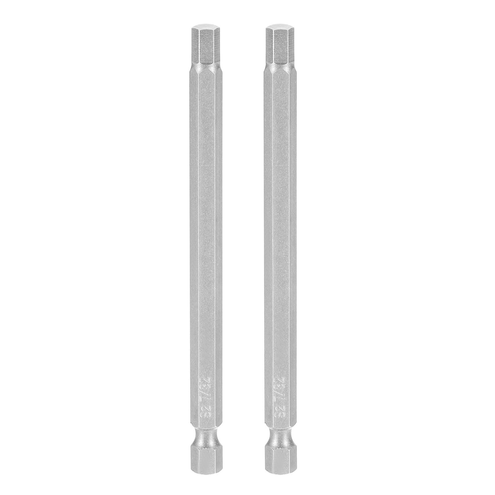 sourcing map 2pcs Hex Head Wrench Drill Bit 7/32" SAE 1/4" Hex Shank 4"(100mm) Length S2 Steel Magnetic Impact Drivers Industrial Grade Hexagon Electric Screwdriver Bit, Gray