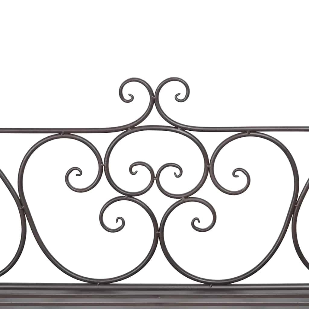 Gartenbank 132 cm aus Metall, 2-Sitzer Sitzbank für Garten, Terrasse & Balkon, wetterfeste Gartenmöbel Bank im Antik-Design mit Schnörkel-Verzierungen, Farbe: Antik Braun