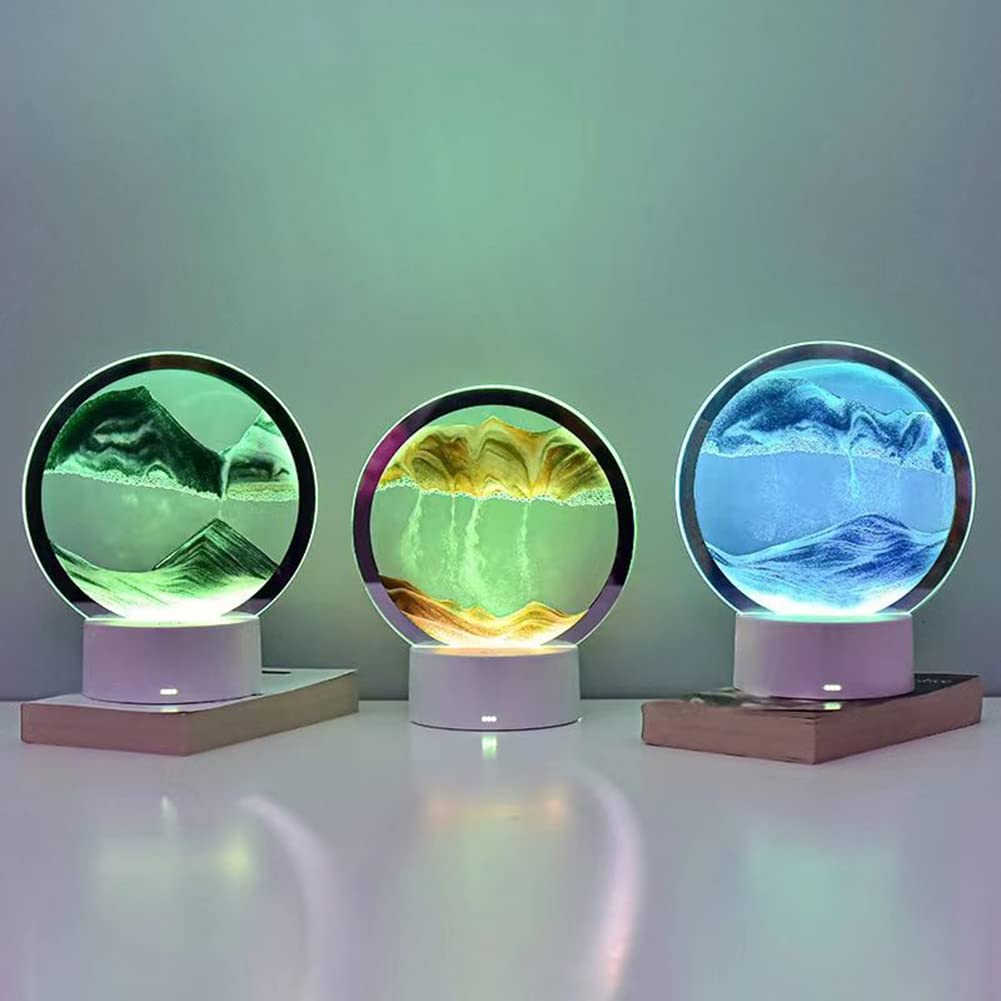 Dinamica Sabbia Luce Notturna 3D Che Scorre Sabbia Luce Notturna Lampada Clessidra Sabbia Movimento Decorazione Immagine Vetro