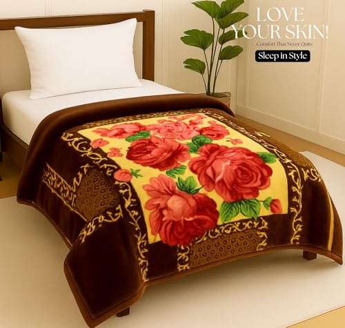 Image of HOMEKART Premium Mink Blanket for Single Bed | Super Soft Cloudy Printed All Season Blanket | Ultra-Soft & Cozy Single Ply | 152 x 228 cm| TC 280 (Pack of 1) (Brown)