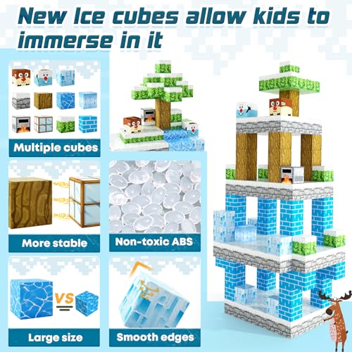 Image of Magnetic Blocks-Build Mine Magnet World Ice Edition, Magnetic Tiles Building Kids Toys for Girls Age 3 5 7 8 Princess STEM Sensory Kids Games Toddler Toys for 3+ Years Old Girls & Boys Birthday Gifts