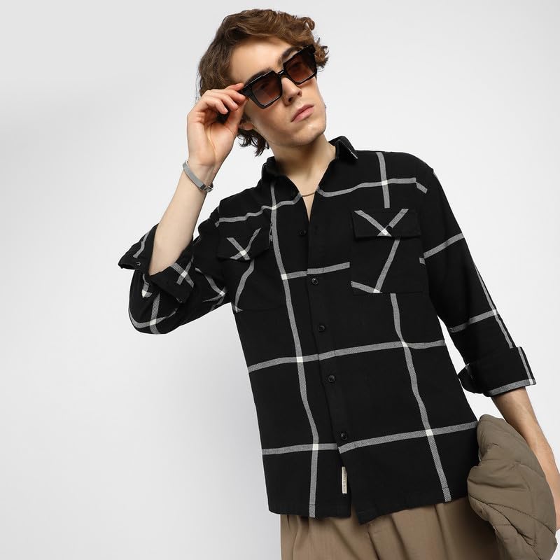 Image of CAHOOT Men's Shacket for Casual Wear | Spread Collar | Long Sleeve | Button Closure | Overshirt /Shacket Crafted with Comfort Fit for Everyday Wear