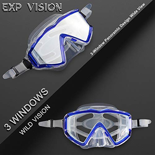 Image of Adult Pano 3 Scuba Diving Mask, Tempered Glass Snorkel Mask Anti-Fog Swim Mask No Leakage Swim Goggles with Nose Cover Snorkeling Gear for Snorkeling, Freediving, Swimming